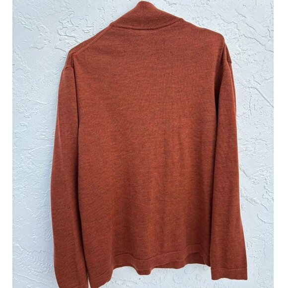 Mario Gilbert Mens  1/4 Zip Turtleneck Sweater Rust Size Large 💯 merino - Picture 9 of 11